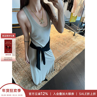 WEARABLE EVENT 安格集合店 24SSU领工字罗纹背心直筒牛仔连衣裙
