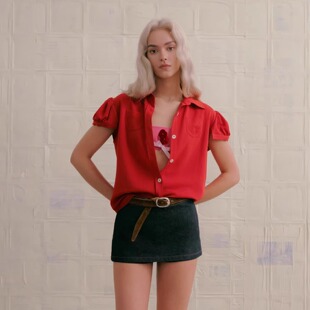 MARCHEN 安格集合店 25SS春夏复古刺绣挺阔午后之爱短袖衬衫外套