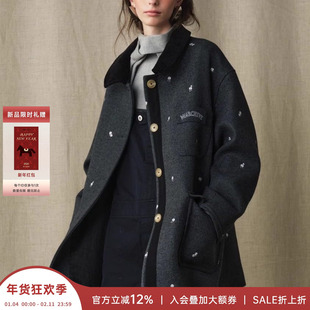 MARCHEN 安格集合店 25AW秋冬花卉刺绣羊毛雪国列车外套大衣女