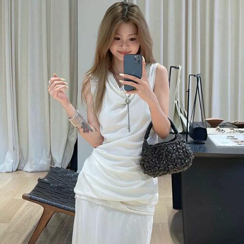 GABRIELE COLANGELO 安格集合店 26SS垂坠褶皱设计荡领修身小背心