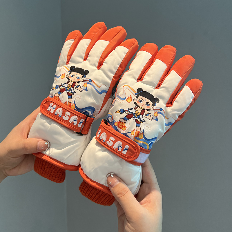 哪吒儿童滑雪手套冬季男女童加绒厚保暖防泼水户外玩雪