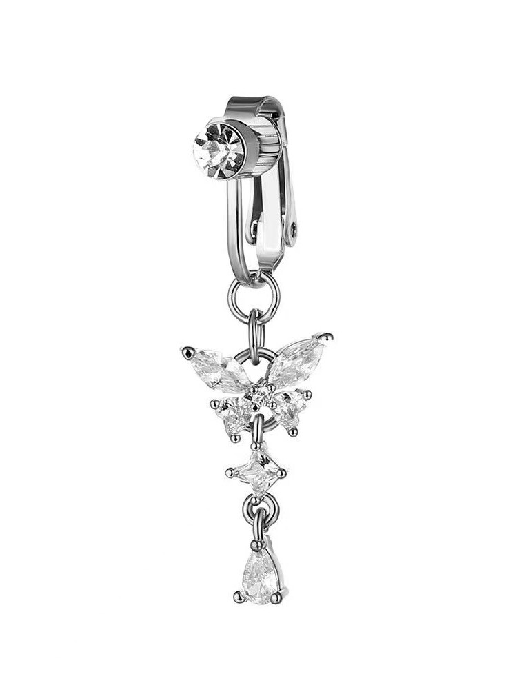 NO PIERCING NAVEL NAILS NO NEED TO PIERCE HOT GIRLS NICHE INS FIRE EUROPEAN AND AMERICAN HYPOALLERGENIC NON-POROUS ZIRCON FAKE NAVEL CLIPS