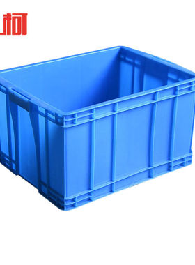 上柯G6020-1带盖子塑料周转箱640X425X360mm工业整理箱收纳箱蓝色