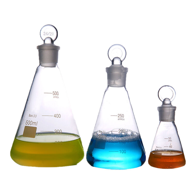 科睿才磨口具塞三角烧瓶实验室玻璃仪器具塞锥形瓶50ml(2个）磨口