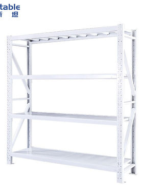 稳斯坦W877库房仓库货架铁置物架展示架子仓储货架四层白色-500公