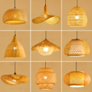 竹编灯笼餐厅吊灯中式 禅意民宿茶室吧台餐饮店铺复古创意艺术灯具
