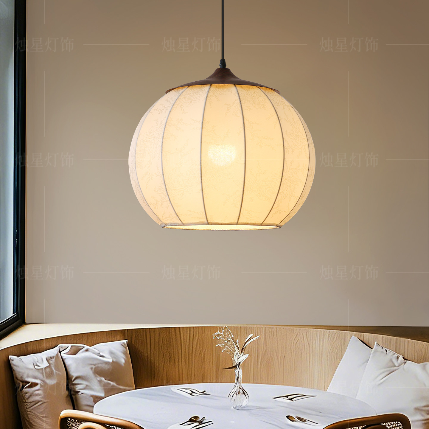法式餐厅吊灯中古布艺卧室灯日式侘寂风实木复古书房茶室客厅灯具,家装灯饰光源,餐厅吊灯,淘宝优惠券,粉丝福利购,淘宝优惠卷