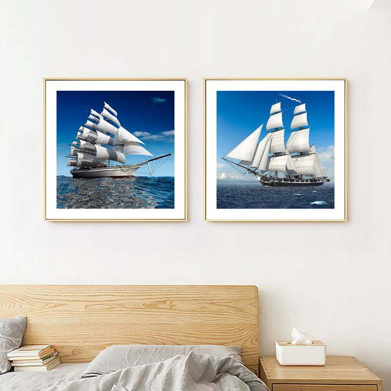 帆船装饰画客厅沙发背景墙壁画办公室挂画现代简约卧室床头儿童房,家居饰品,现代装饰画,淘宝优惠券,粉丝福利购,淘宝优惠卷