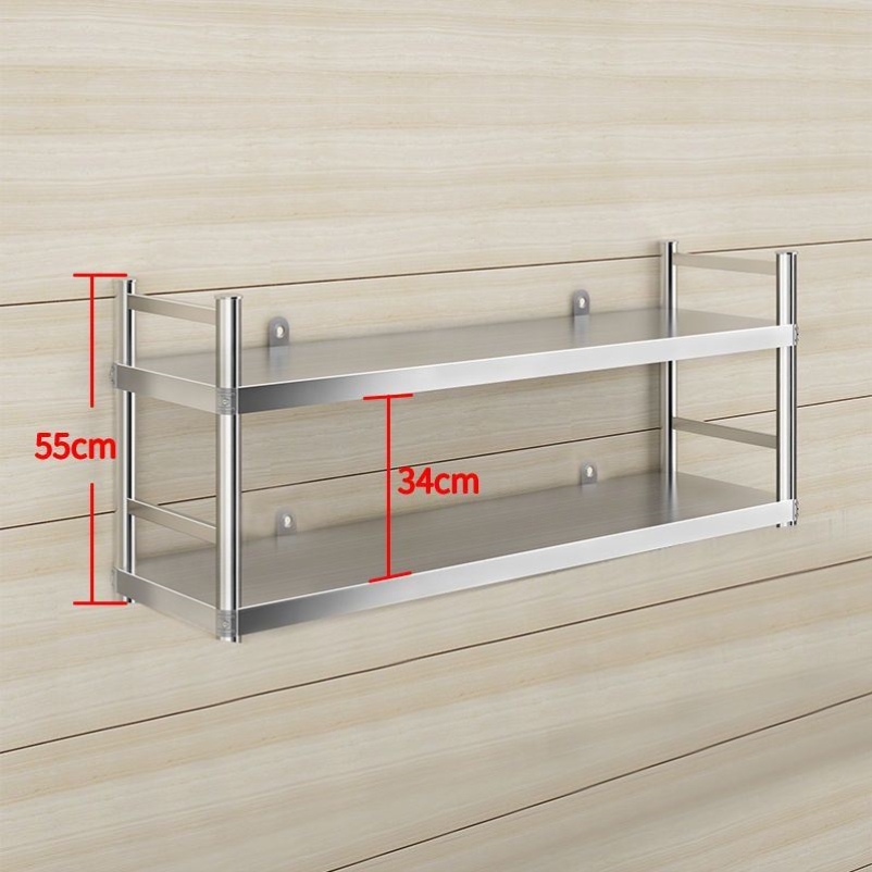 促厨房墙上置物架木板不锈钢厨2层微波炉架吊柜挂墙壁碗架货架厂