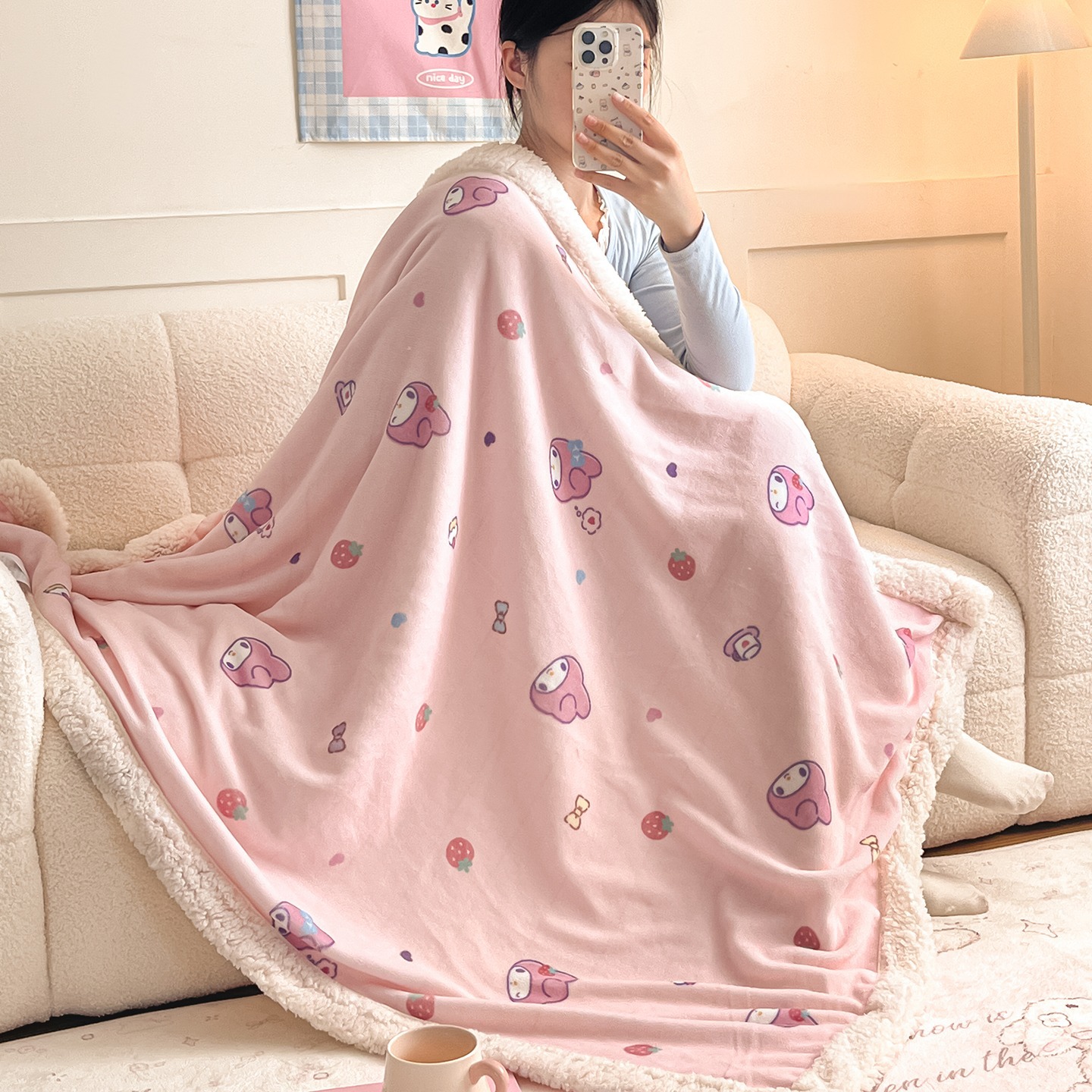 美乐蒂毛毯加厚羊羔绒沙发毯