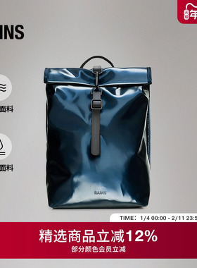 Rains防水面料卷顶双肩包电脑书包户外通勤旅行男女Rolltop/13330