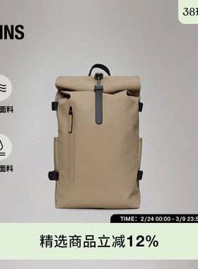 Rains 防水面料卷顶双肩包书包户外旅行男女Rolltop large/14590