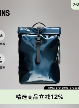 Rains防水面料卷顶双肩包电脑书包户外通勤旅行男女Rolltop/13330