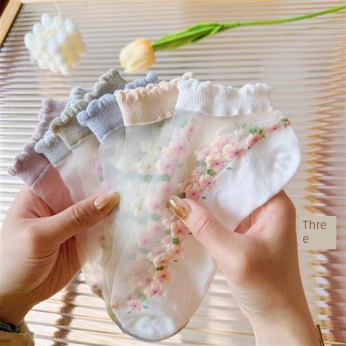 纳宝服装薄卡袜夏季蕾丝水晶船袜透气吸汗袜春夏女式薄袜