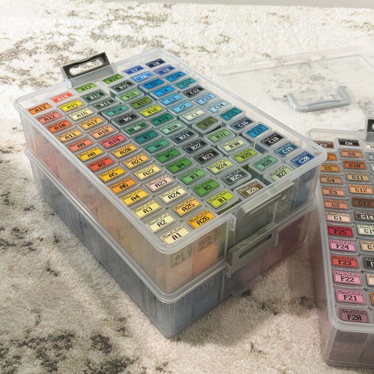 拼豆收纳专用盒透明带提手便携桌面防尘手工diy拼豆颗粒分装整理