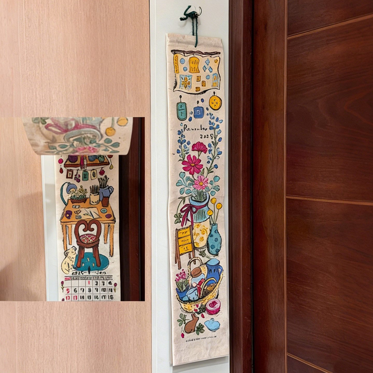 2026尼泊尔日历长版挂历复古涂鸦年历月历入户客厅氛围感装饰挂饰