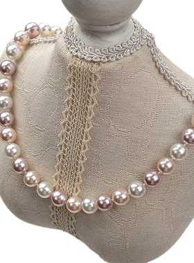 仿施家混彩莫兰迪法式打结项链