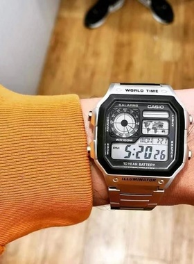 狂飙安欣同款卡西欧复古小方块 潮流防水手表AE-1200WH-1B/AE1000