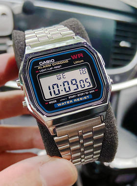 正品卡西欧复古小方块手表男女 情侣小银块 A159WA-N1DF/158/168