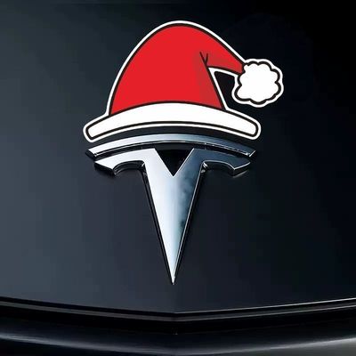 特斯拉圣诞帽磁吸车贴个性创意汽车车标车尾装饰贴圣诞节氛围贴纸