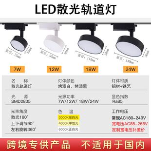 射灯定制 店铺商用散光灯 直播间摄影补光轨道灯服装店轨道高显色