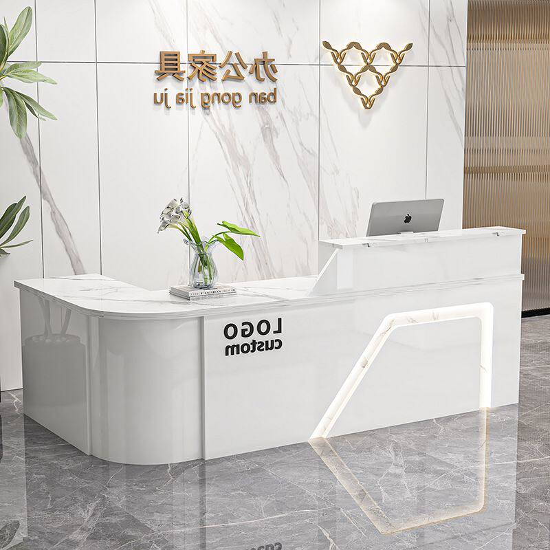 前台接待台公司吧台收银台圆弧转角现代超市便利店美容院办公桌子