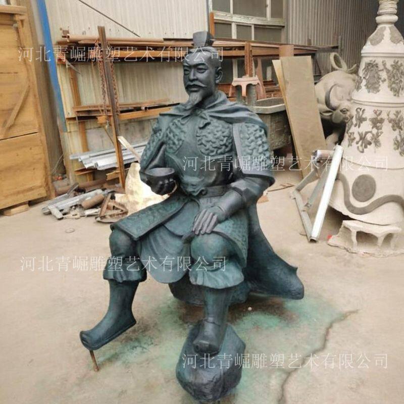 铸铜士兵青铜雕像古代人物李广将军坐像全身像战士户外景观雕塑
