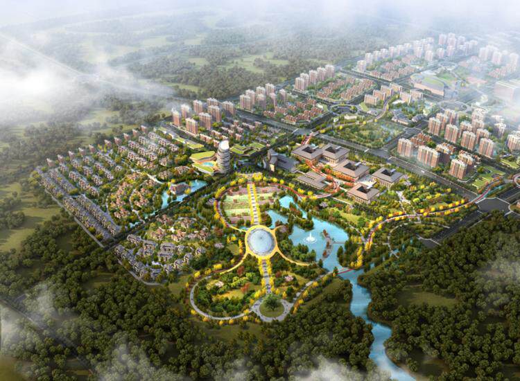 旅游景区设计案例效果图 水库 树林 蓝天 碧水 山区 绿水青山