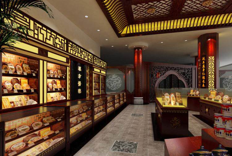 中医馆设计效果图 药铺药柜中药房中药柜传统文化中药铺子