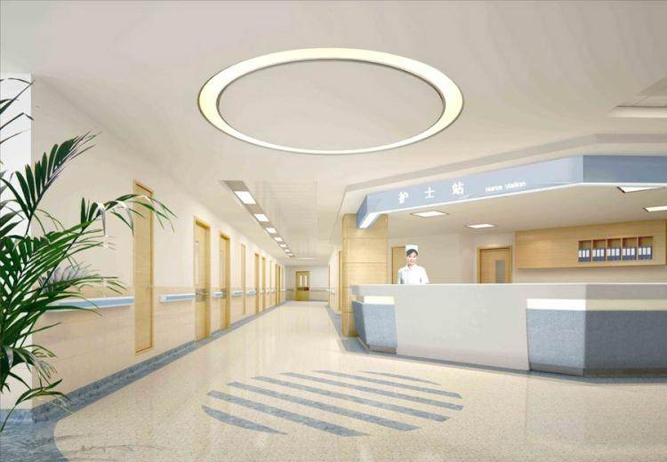 医院走廊设计效果图  走廊效果图护士值班室护理站导医台