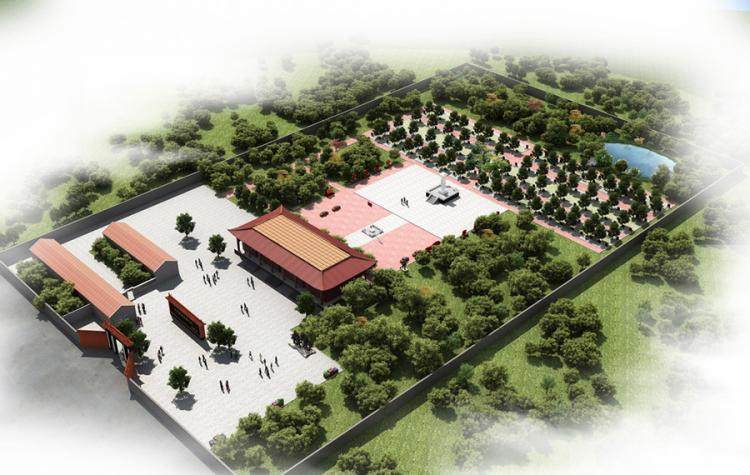 陵园坟墓设计效果图 烈士陵园 雕塑 纪念碑 革命烈士 建筑 树木