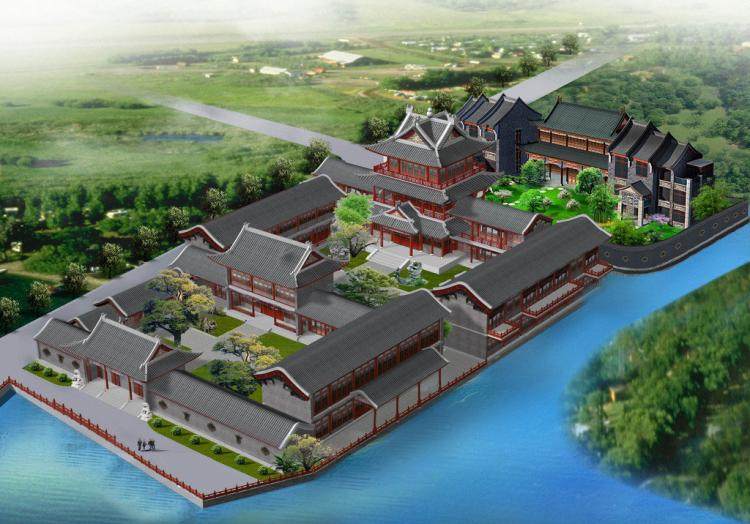 古建寺庙设计效果图 宝塔古塔宫殿旅游景点大雄宝殿庙宇仿古建筑