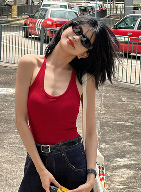 TOANDFRO / 2025春夏红色挂脖背心女带胸垫吊带内搭