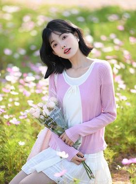 TOANDFRO / 2025早春假两件系带薄款长袖针织开衫女