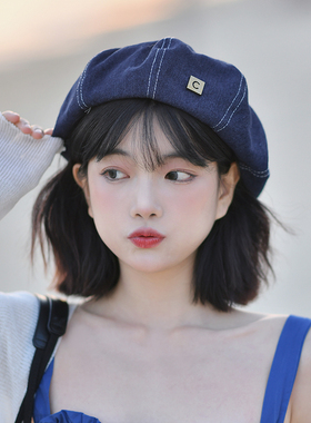 TOANDFRO / 春夏牛仔复古休闲贝雷帽女显脸小画家帽