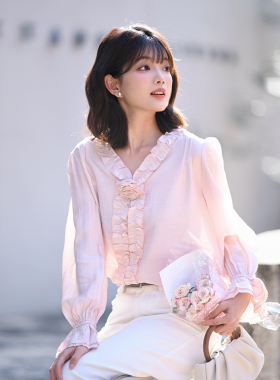 TOANDFRO / 春季法式衬衫女优雅温柔玫瑰天丝衬衫