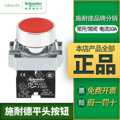 施耐德平头按钮开关XB2BA31C自复位启动按钮ZB2BE101C常开XB2B42C