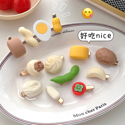 新款网红趣味搞怪仿真食物发夹烤串发卡少女创意侧边刘海夹子发饰