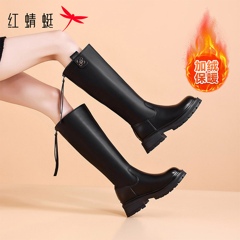 红蜻蜓女鞋冬季新款长筒靴