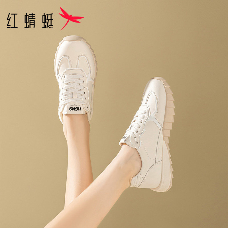 红蜻蜓女鞋2026春夏新款休闲运动复古百搭厚底软底女款时尚德训鞋