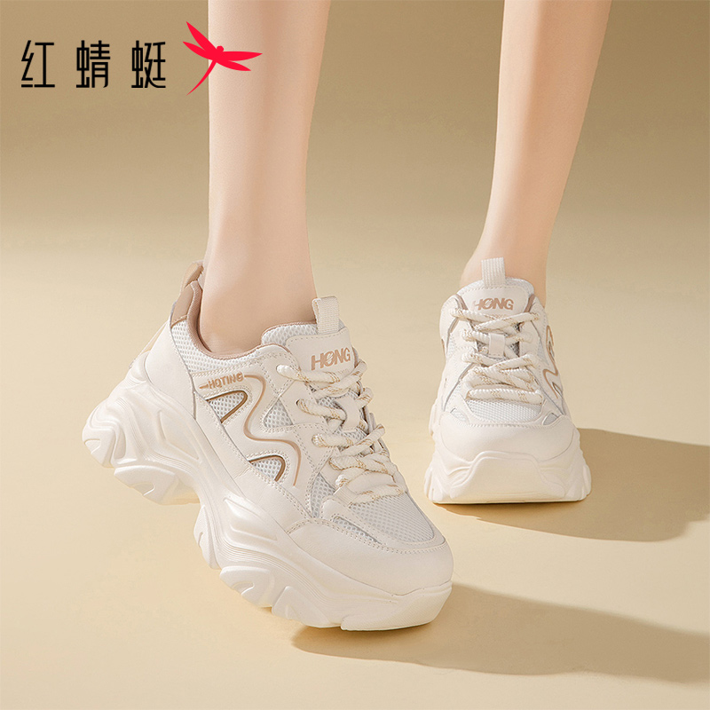 红蜻蜓新款网面老爹鞋女