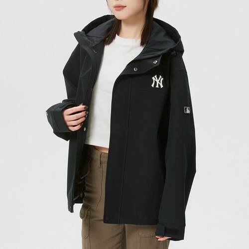 MLB运动服NY黑色男女装2026春季新款防风衣休闲夹克外套3AWJB0161