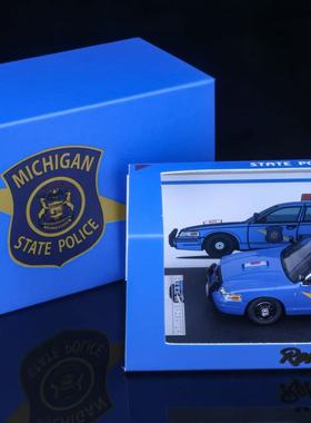 Rollin 1:64 MSP 密歇根州州警 福特皇冠cv 合金车模型场景摆件