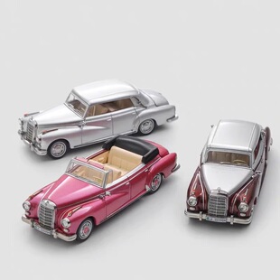 Mortal 1:64 奔驰300D 敞篷老爷车可开盖合金车模型场景摆件