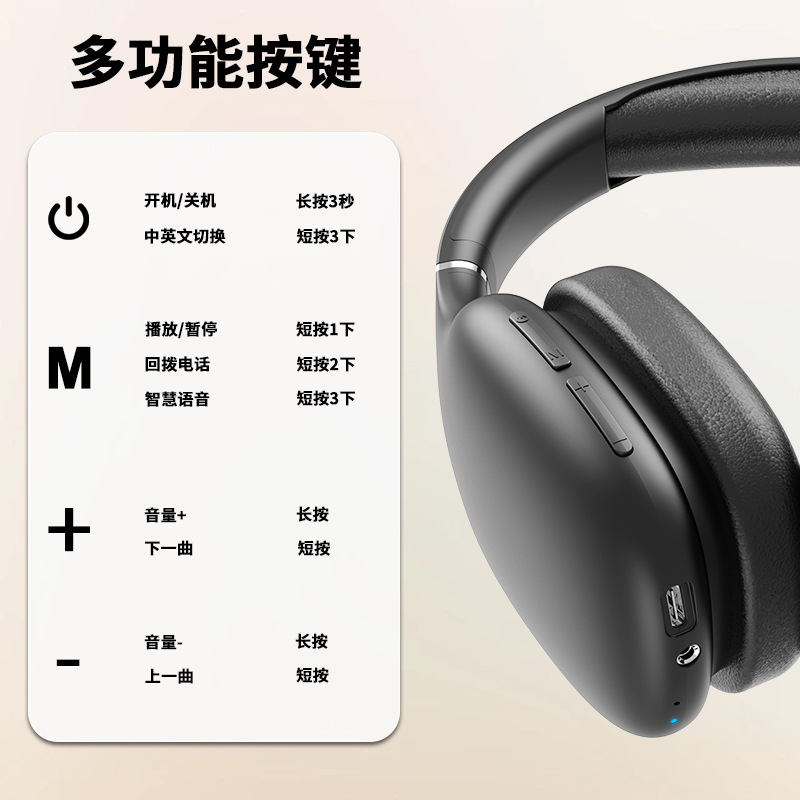 日本无印MUJIE真无线头戴式蓝牙耳机不漏音高音质降噪游戏大耳麦