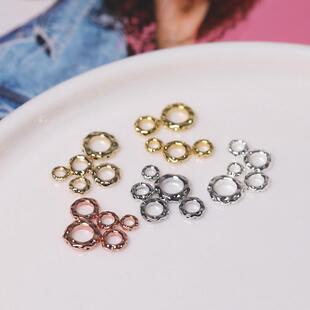 金含14k保色铜镀真金diy手工饰品配件材料盘缠锤纹圈手链项链散珠