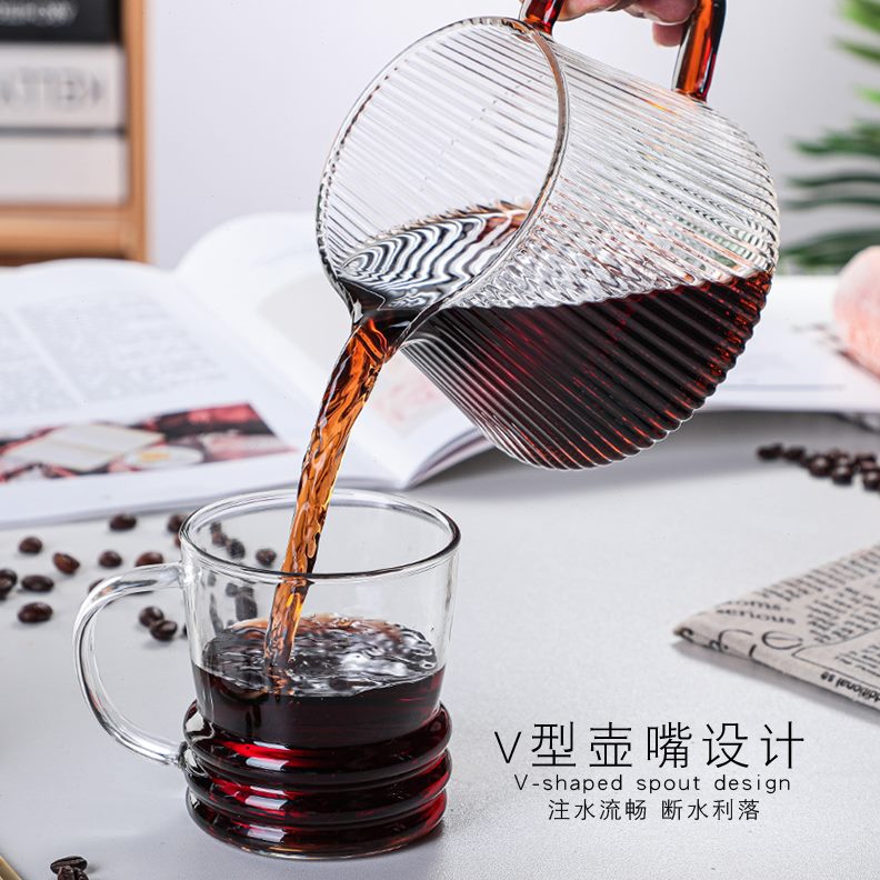 家用分享滤0壶耳小型手冲咖啡壶套装V6杯竖煮挂美式咖啡壶纹玻璃