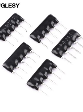 (10只)排阻5脚5P排列电阻器A103J/A471J 10K/470R 脚距2.54mm