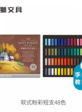 台湾雄狮软式色粉笔美术画画专用48色粉粘土专用24色彩色粉棒颜料彩绘手绘专业绘画套装粉彩棒画笔黑板报工具