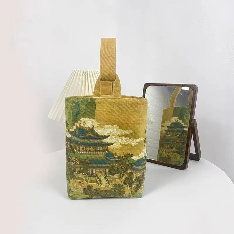 帆布包手提遛弯水桶包包梵高油画复古文艺随身手腕包小布袋礼品袋,搬运/仓储/物流设备,机械式停车设备（立体停车库）,淘宝优惠券,粉丝福利购,淘宝优惠卷